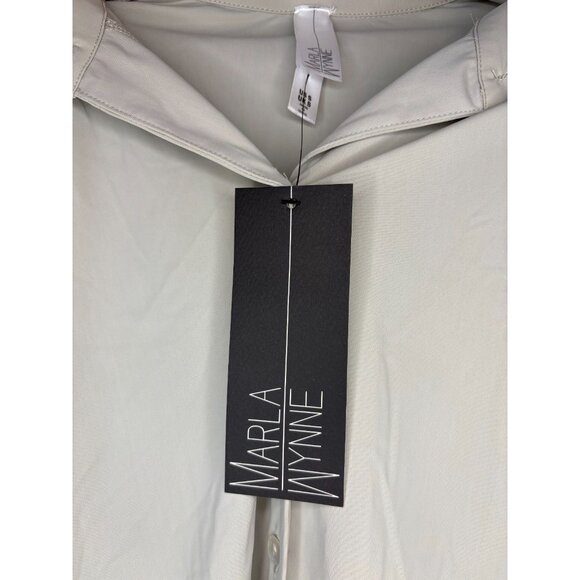 MARLA WYNNE NEW Button Up Top Womens S Tan Stretch Pockets Pleats Flowy - Picture 5 of 6